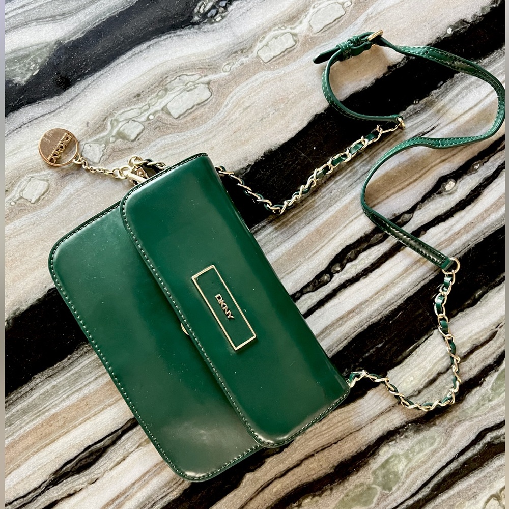 DKNY green crossbody bag.